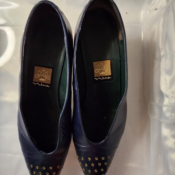 Vintage Navy Kid NINA Ladies Pumps 6.5M - Picture 8 of 13